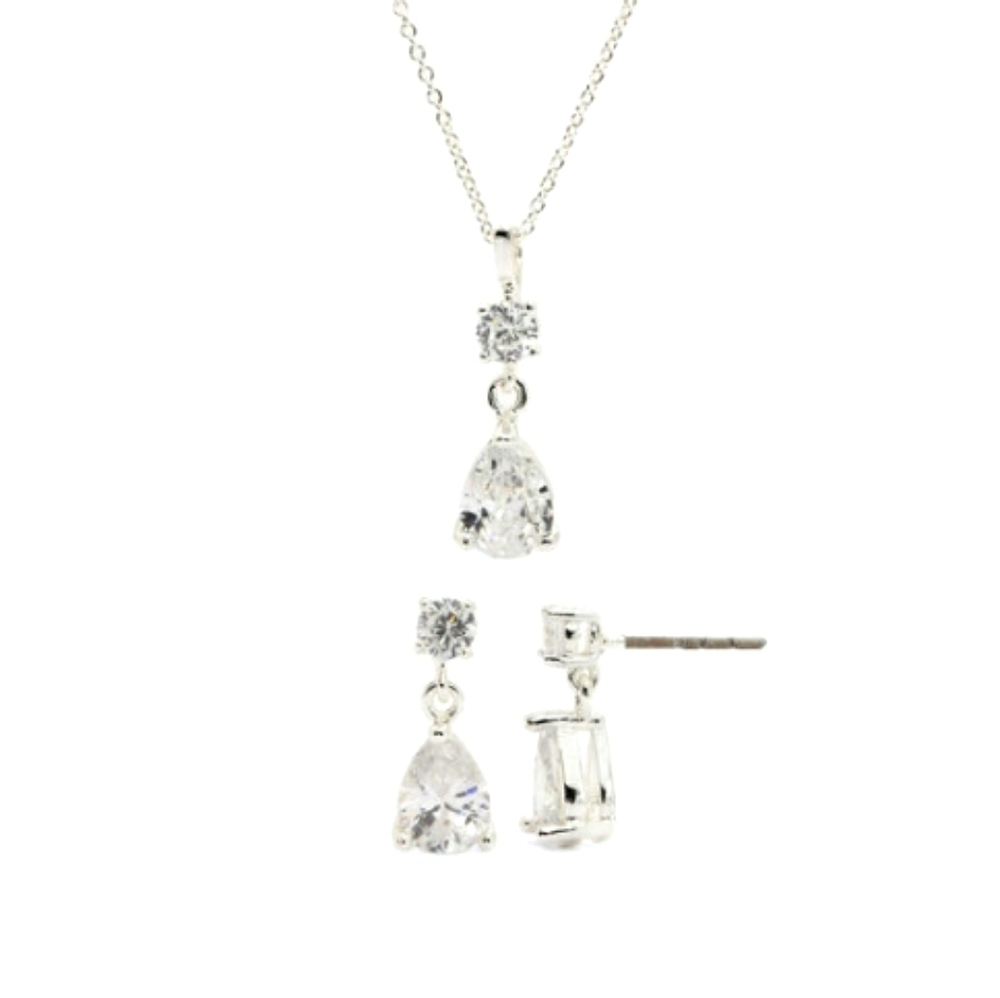 Teardrop Dangle Pendant Necklace and Earring Set